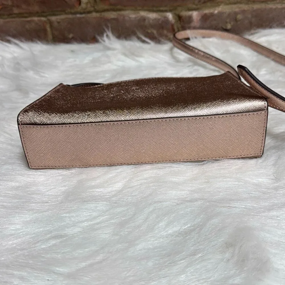 Kate Spade Kenzie Limited Edition Rose Gold Metallic Small Crossbody NEW